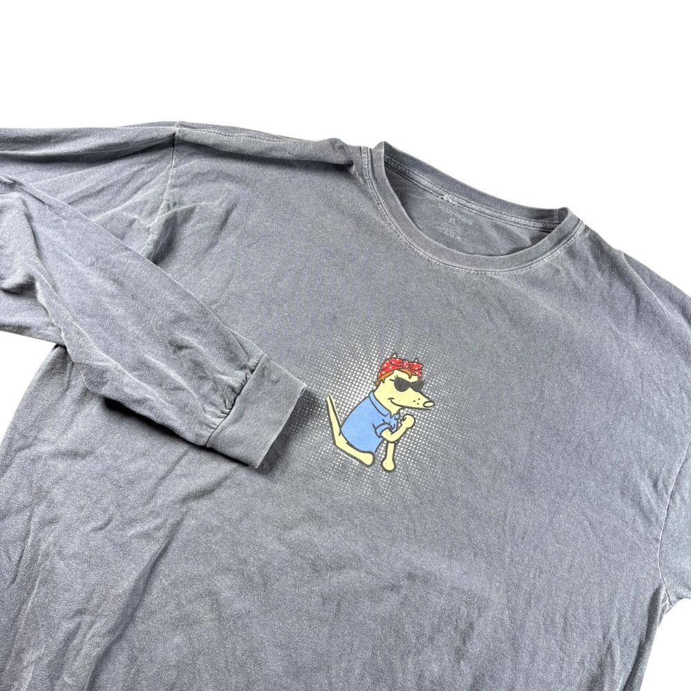 VTG Teddy the‎ Dog Graphic Tee Mens XL Gray Good Rosie Riveter Long Sleeve Shirt
